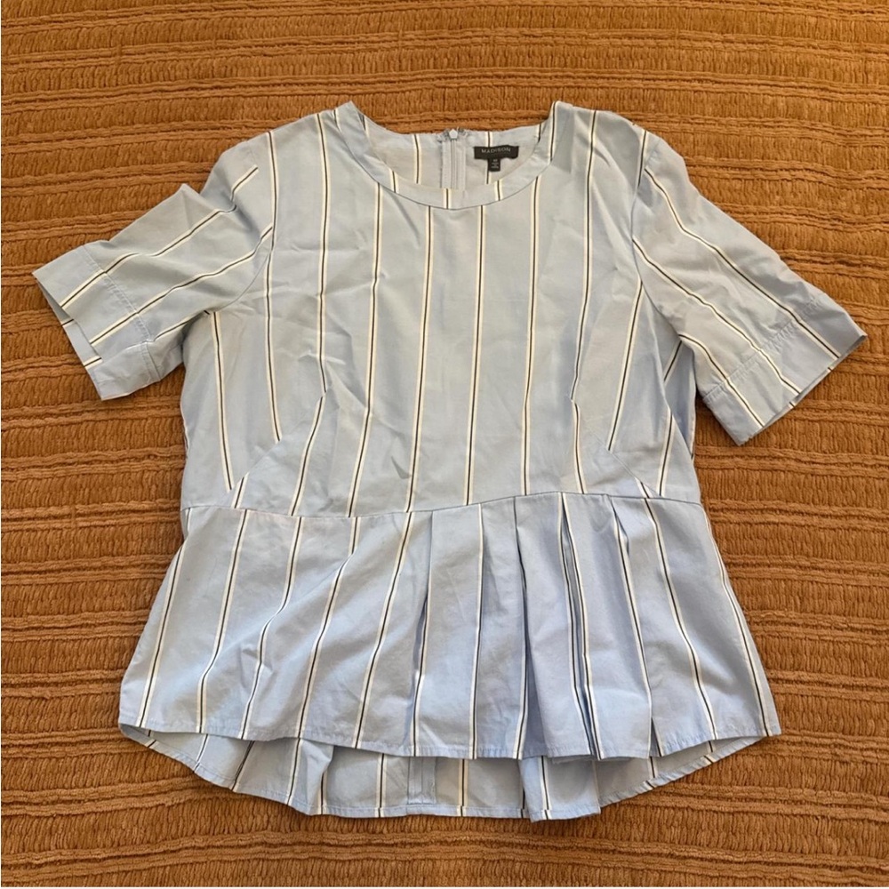 Madison Light Blue Striped Blouse